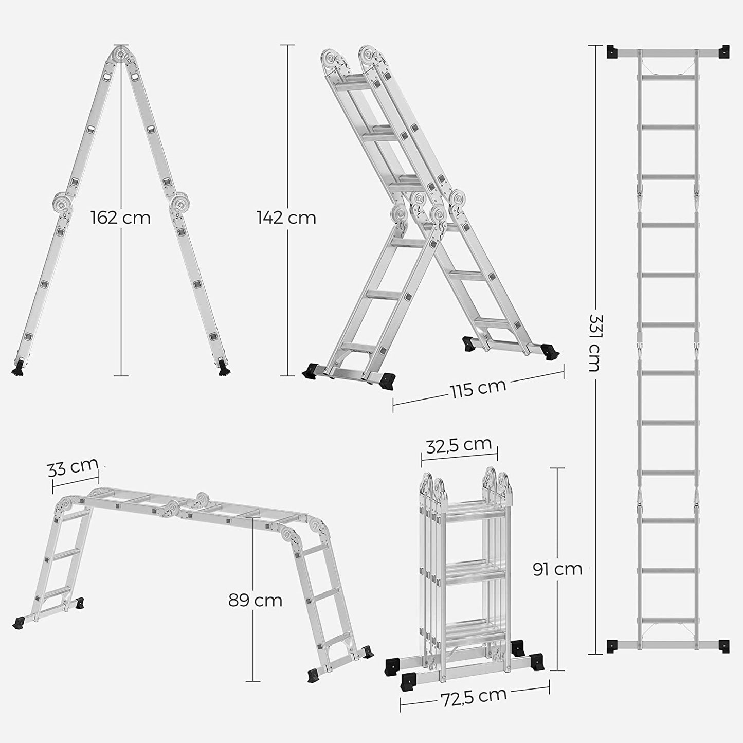 Leiter, teleskopleiter, Mehrzweckleiter, teleskop klappleiter, leiter mit plattform - SONGMICS 6