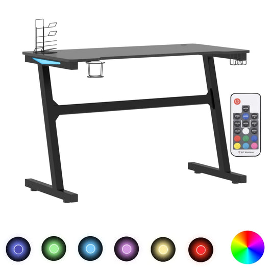 Gaming Tisch, Gaming-Schreibtisch mit LED und Z-Gestell, Schwarz, vidaXL , 2