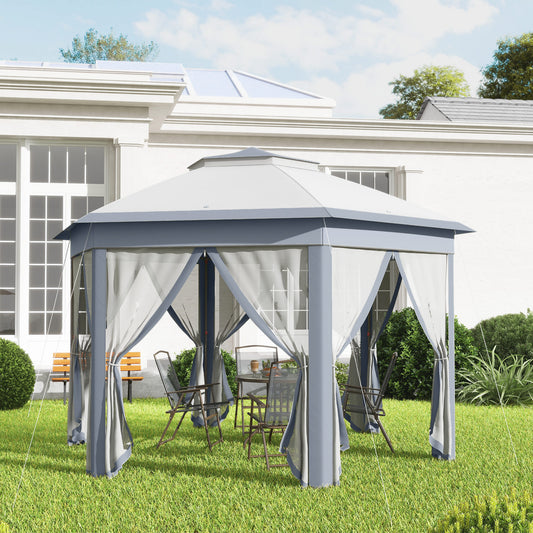 Gartenpavillon, Faltpavillon, Faltpavillon 4x4 m, Stabile Zelt, Pop-Up-Zelt Partyzelt inkl. Tragetasche, Grau, Outsunny, 2