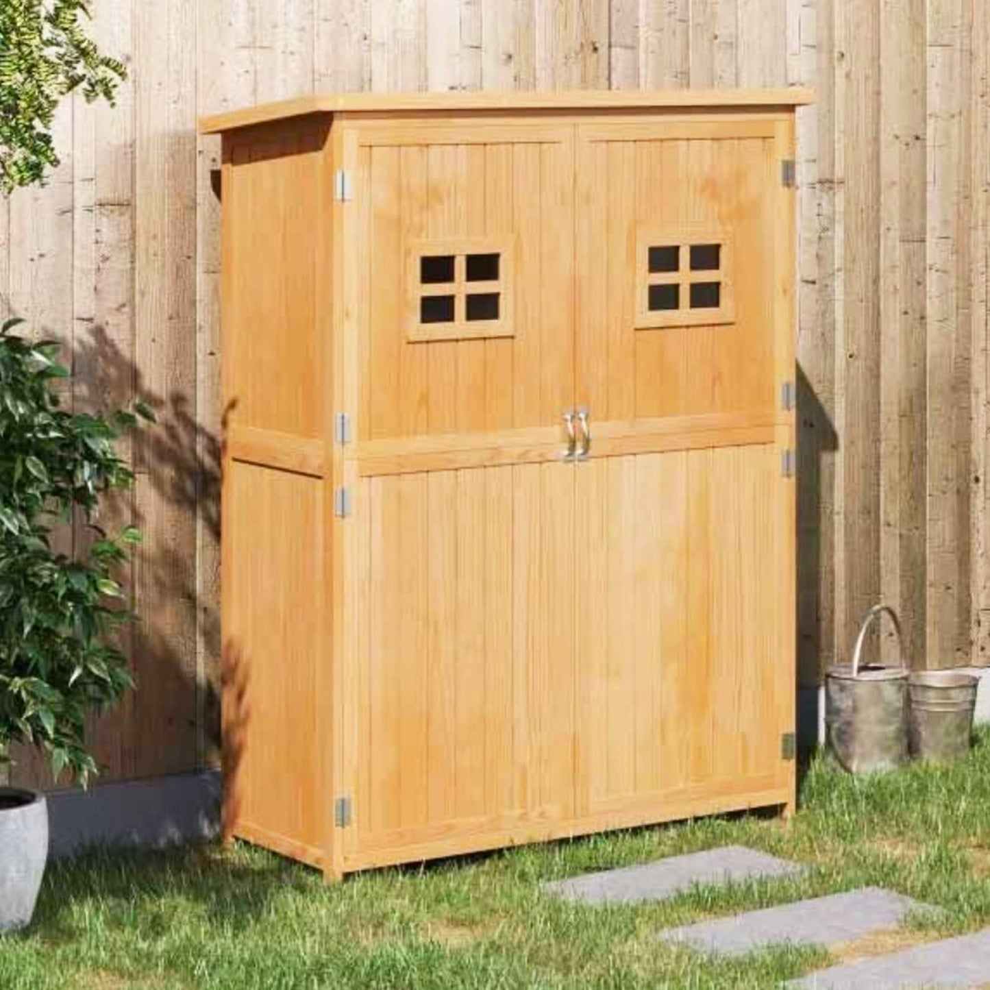 Gartenschrank Holz, Outdoor schrank, Terrassenschrank, Geräteschuppen holz, Gerätehaus Geräteschrank Pultdach, Outsunny, 13