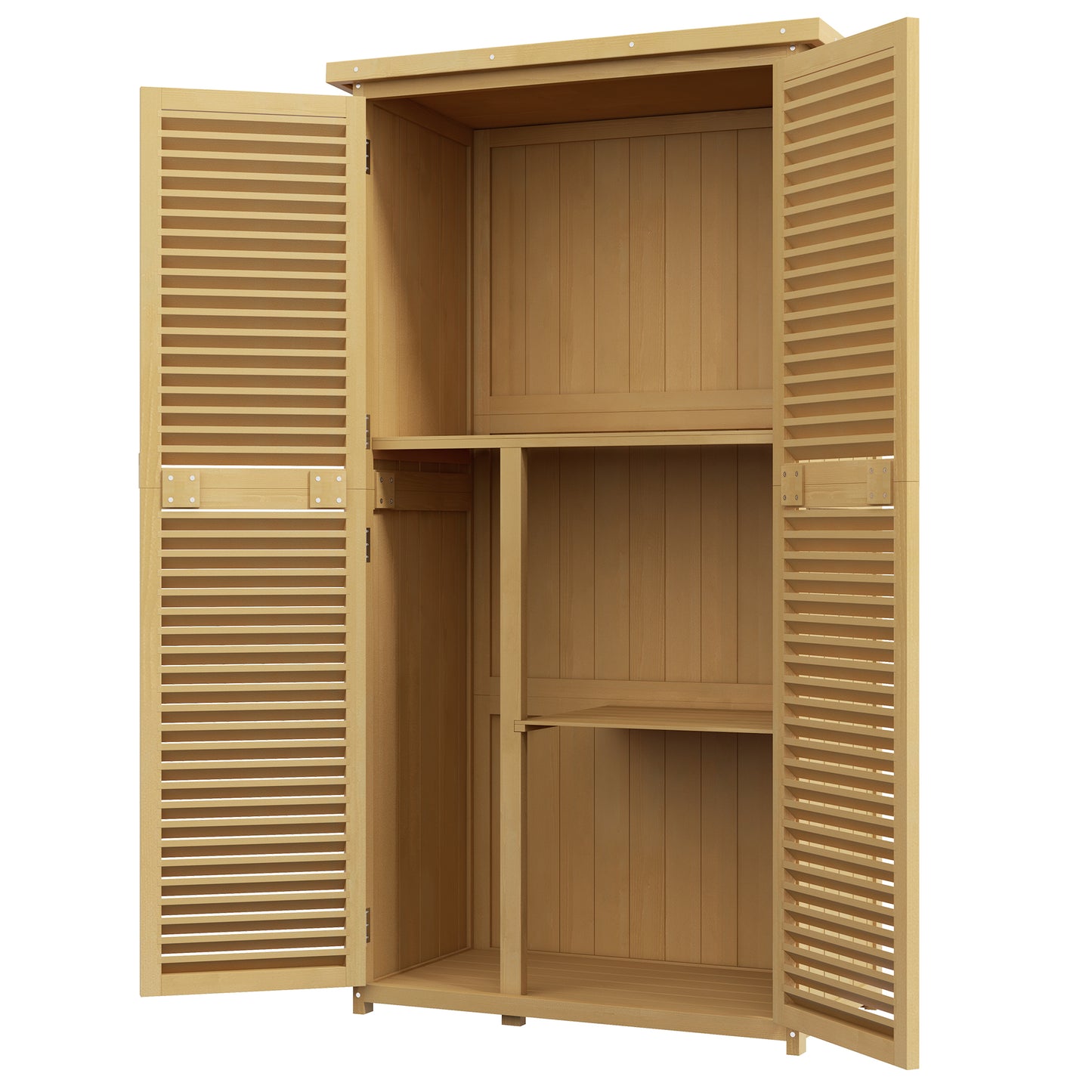 Gartenschrank Wetterfest, Gartenschrank Holz, Geräteschuppen, Gerätehaus, Geräteschrank Schuppen Garten 4 Fächer, Outsunny, 2