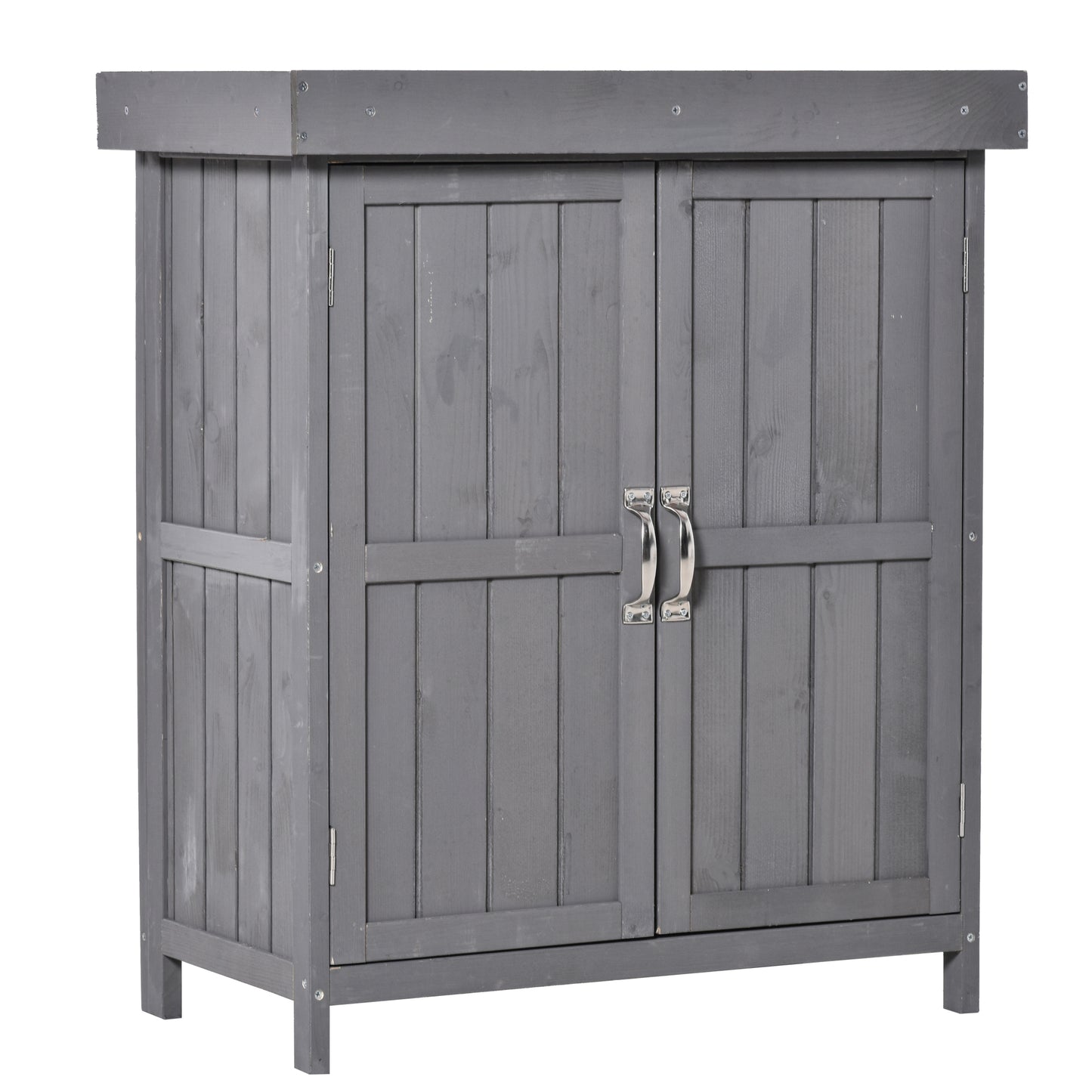 Gartenschrank Wetterfest, Gartenschrank Holz, Geräteschuppen, Geräteschrank aus Tannenholz, Doppeltür, 2 Fächer, Outsunny, 1