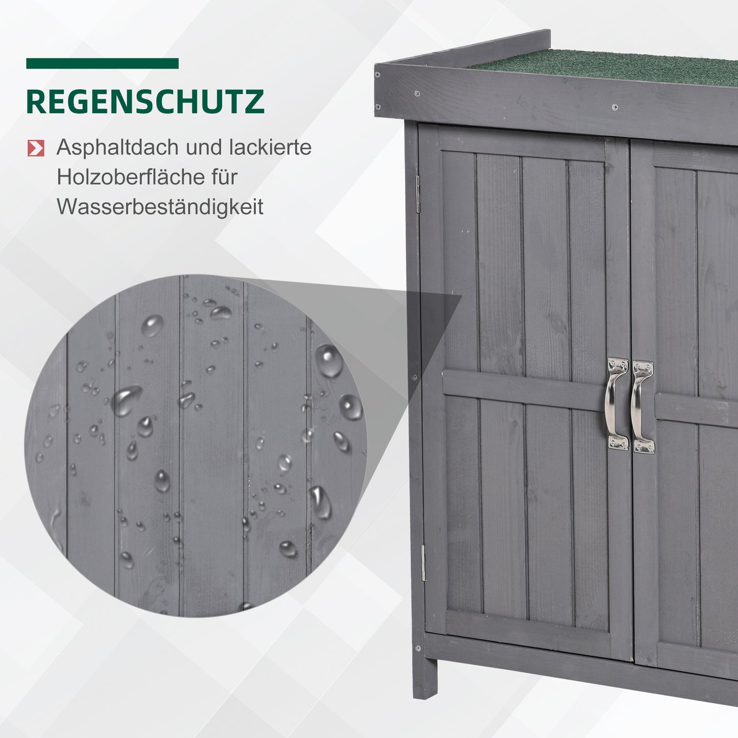 Gartenschrank Wetterfest, Gartenschrank Holz, Geräteschuppen, Geräteschrank aus Tannenholz, Doppeltür, 2 Fächer, Outsunny, 3