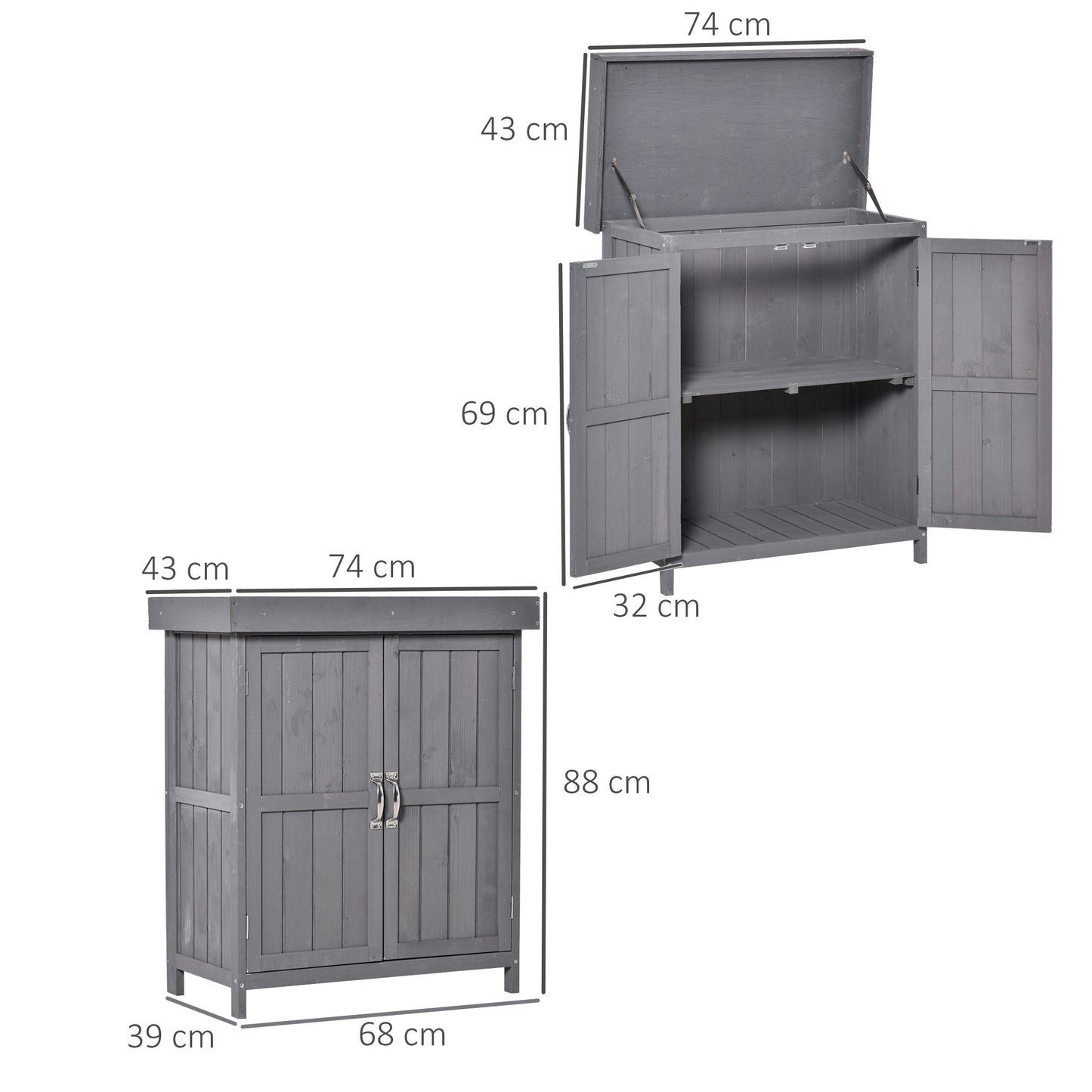 Gartenschrank Wetterfest, Gartenschrank Holz, Geräteschuppen, Geräteschrank aus Tannenholz, Doppeltür, 2 Fächer, Outsunny, 8