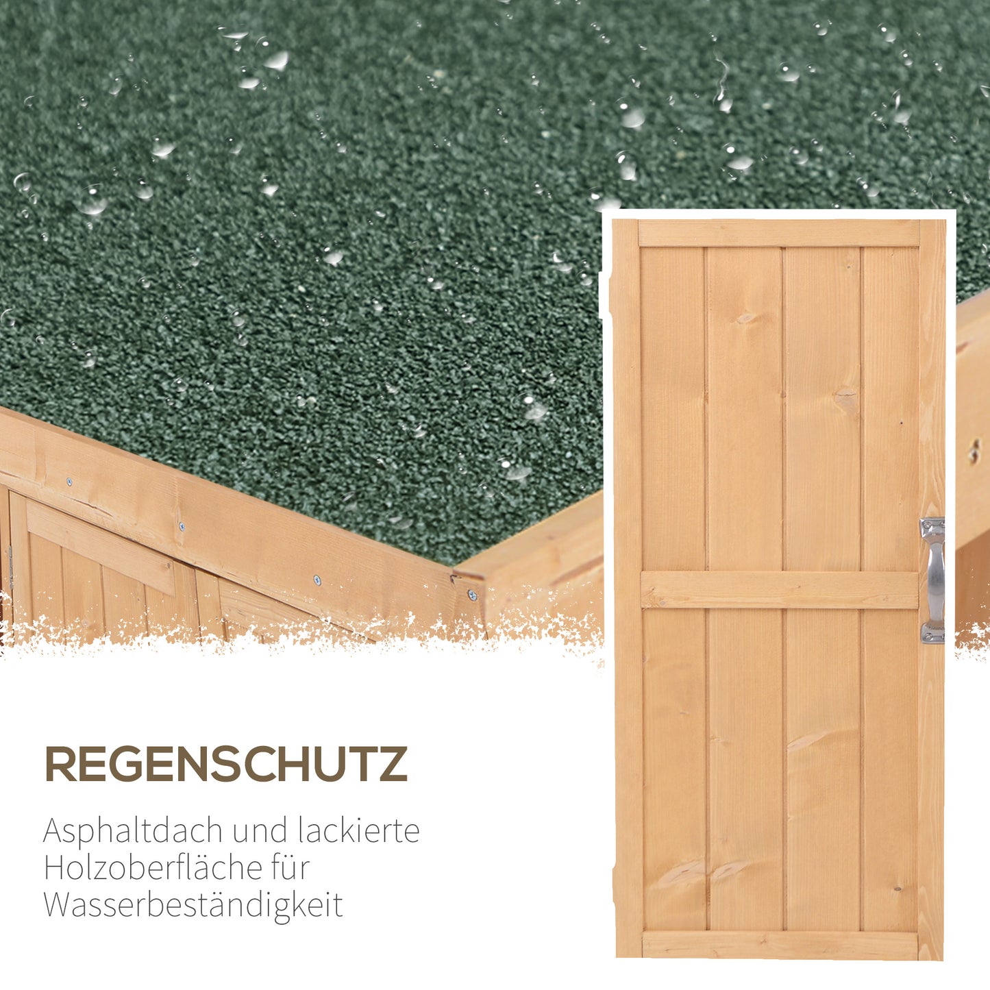 Gartenschrank Wetterfest, Gartenschrank Holz, Outdoor Schrank, Geräteschrank mit Doppeltür, 2 Fächer, Outsunny, 3