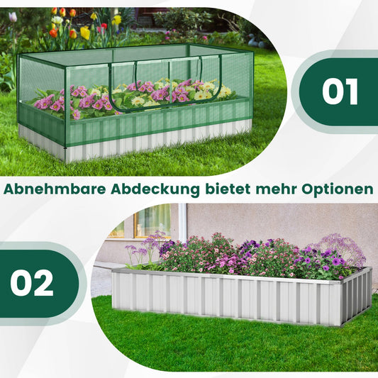 Gewächshaus groß, Foliengewächshaus, Gewächshaus folie, 174x90x70 cm großes verzinktes Hochbeet mit Gewächshausabdeckung, Grün und Silber, Costway, 7