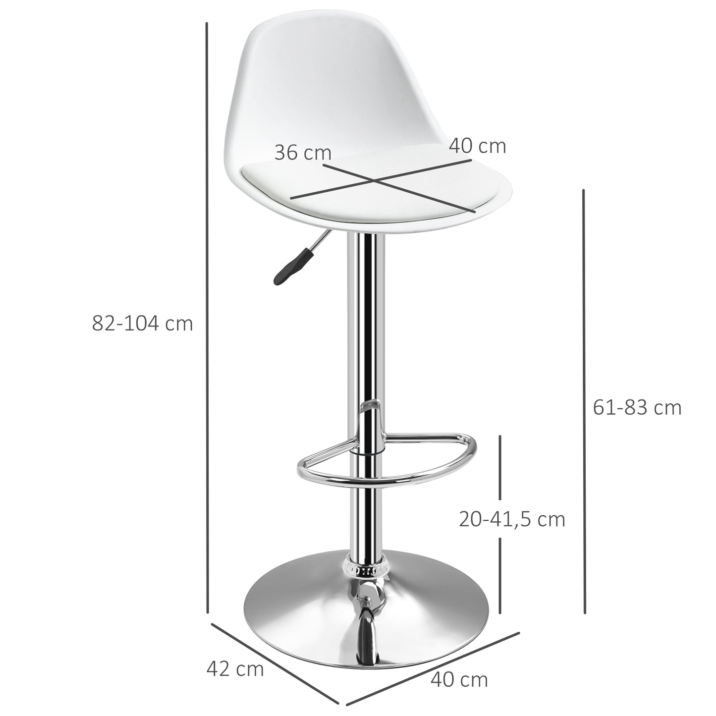 Barhocker 2er set, Barstühle, Barhocker höhenverstellbar, Drehstühle mit Lehne für Bartheke Weiß, Barhocker küche, HOMCOM, 1