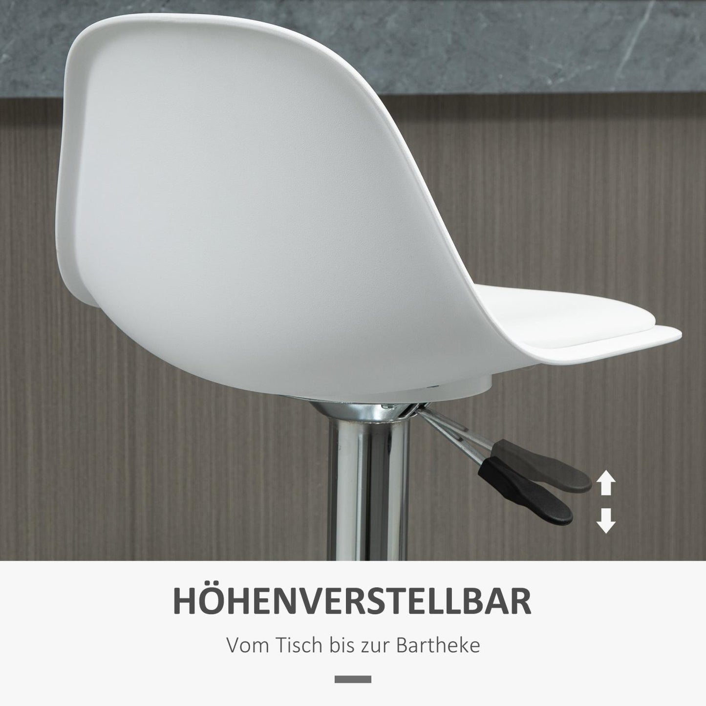 Barhocker 2er set, Barstühle, Barhocker höhenverstellbar, Drehstühle mit Lehne für Bartheke Weiß, Barhocker küche, HOMCOM, 3