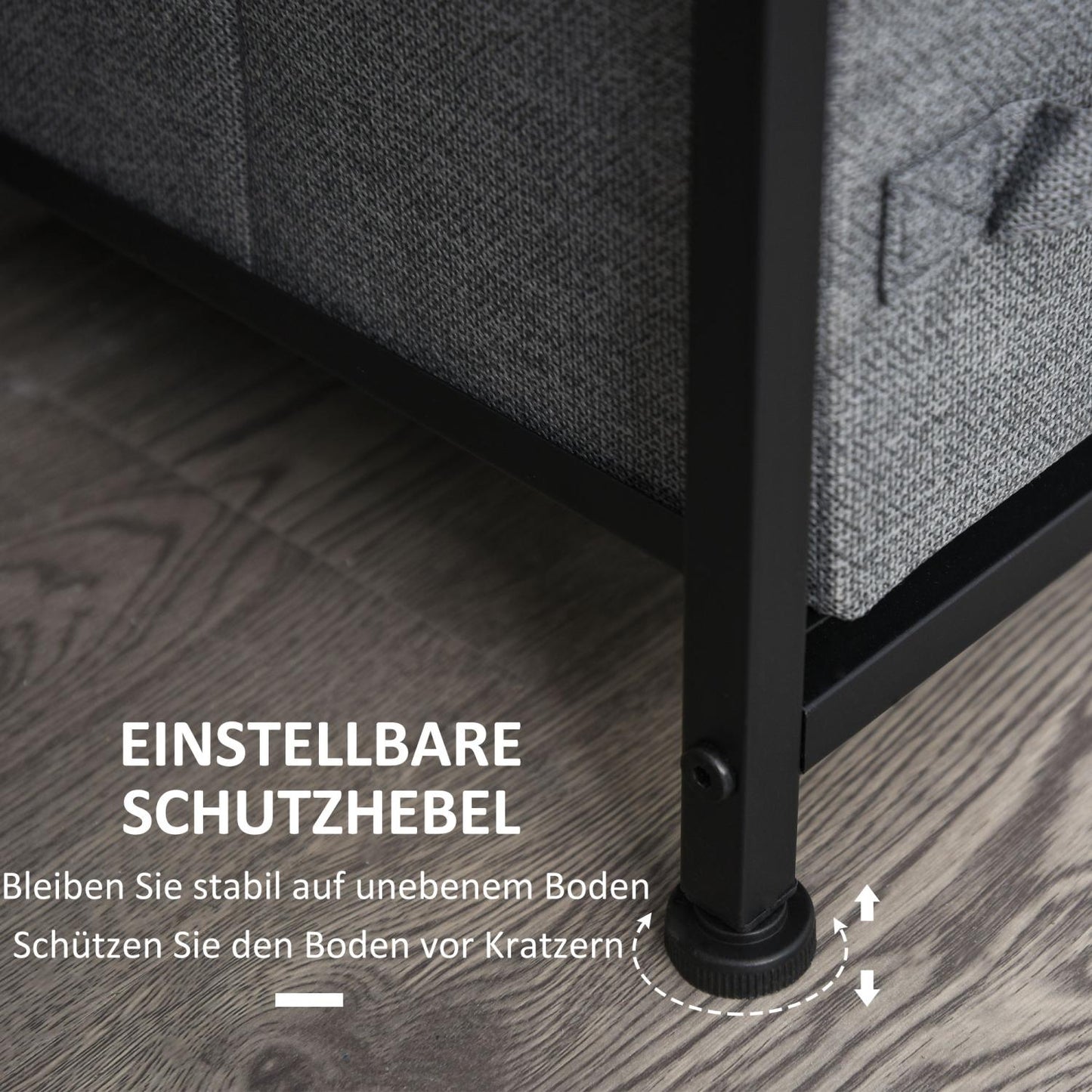 Schubladenschrank Aufbewahrungsschrank 7 faltbar Stoffschubladen Metallgestell Holzoptik Vliesstoff Grau HOMCOM, 3