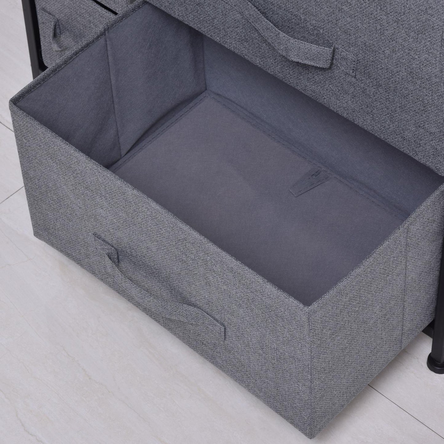 Schubladenschrank Aufbewahrungsschrank 7 faltbar Stoffschubladen Metallgestell Holzoptik Vliesstoff Grau HOMCOM, 5