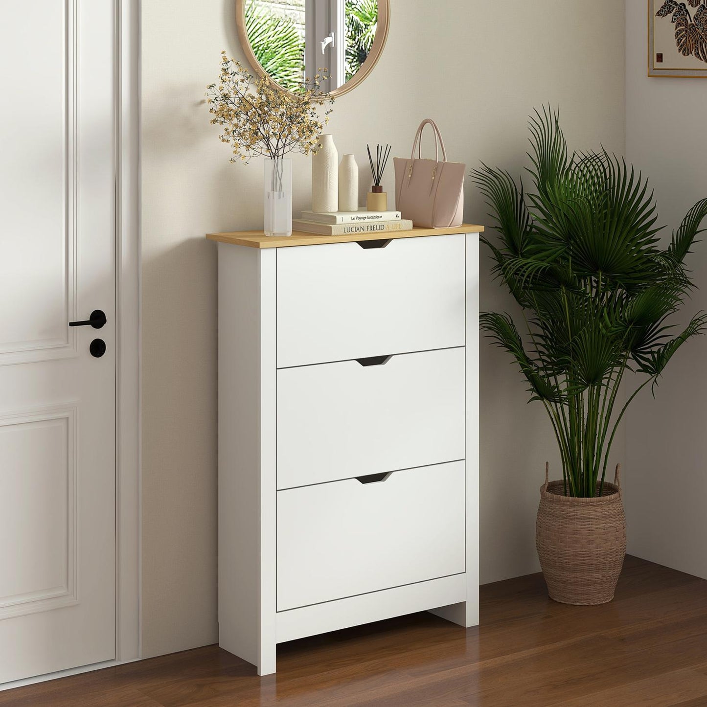 Schuhschrank, Schuhschrank Schmal, Schuhkipper schmal, Schuhregal schmal, Schuhschrank Klappbar, platzsparend, HOMCOM, 2
