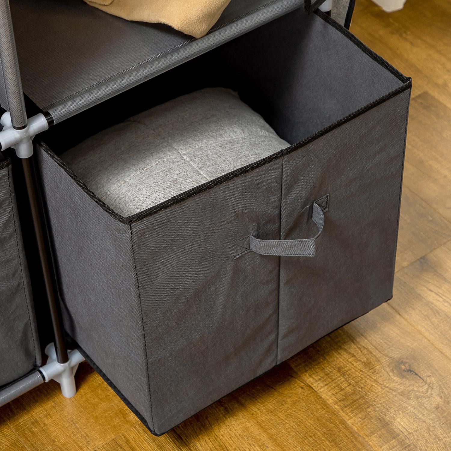 Stoffkleiderschrank, Faltschrank, Faltbarer Kleiderschrank, Stoffschrank, mit Reißverschluss, Dunkelgrau, HOMCOM, 5