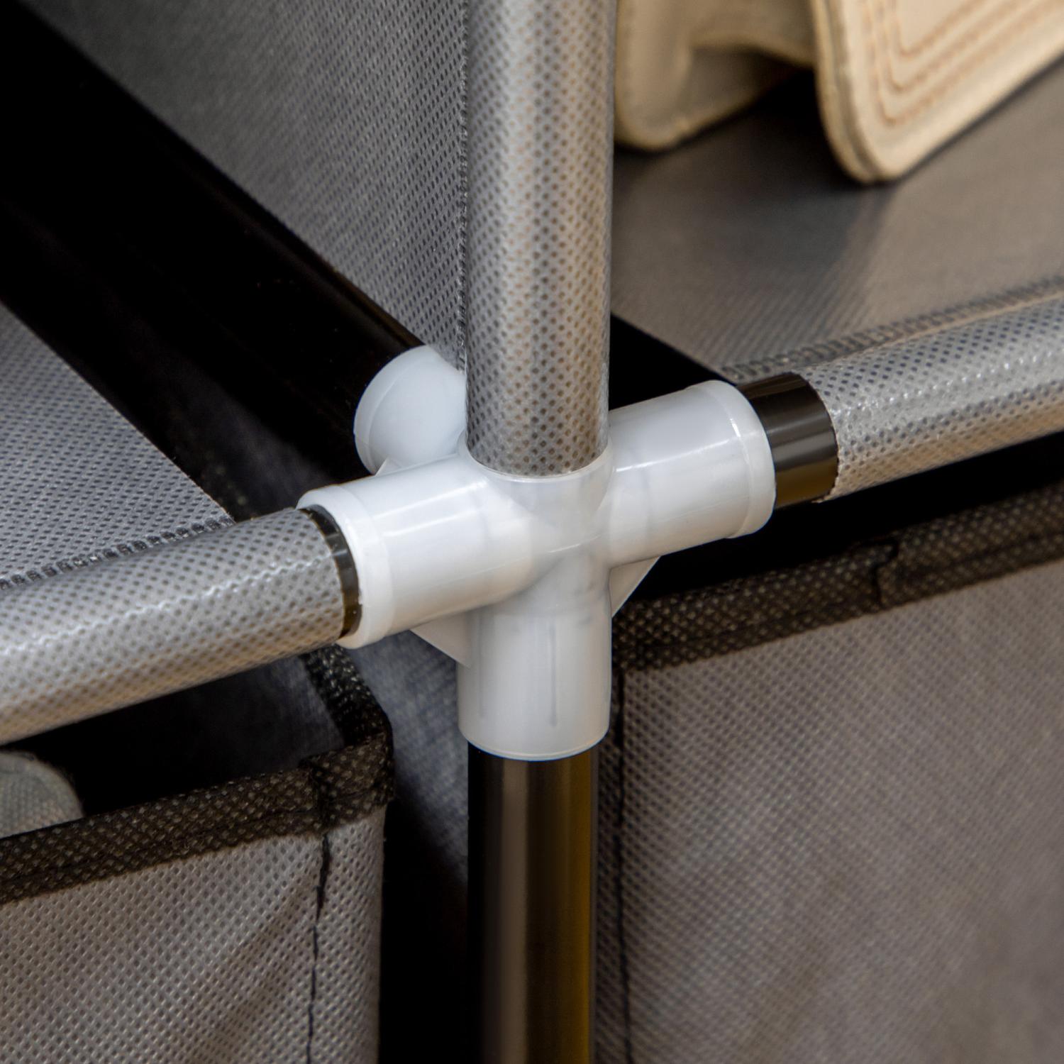 Stoffkleiderschrank, Faltschrank, Faltbarer Kleiderschrank, Stoffschrank, mit Reißverschluss, Dunkelgrau, HOMCOM, 6