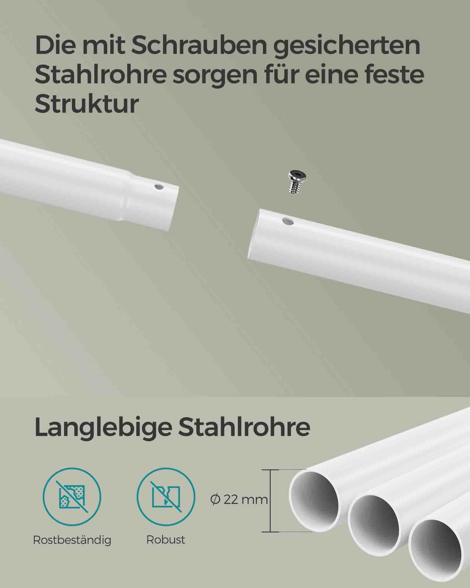 Kleiderständer stabil, Kleiderständer auf Rollen, Garderobenständer mit Ablage, bis 50 kg belastbar, beige-weiß, SONGMICS, 8