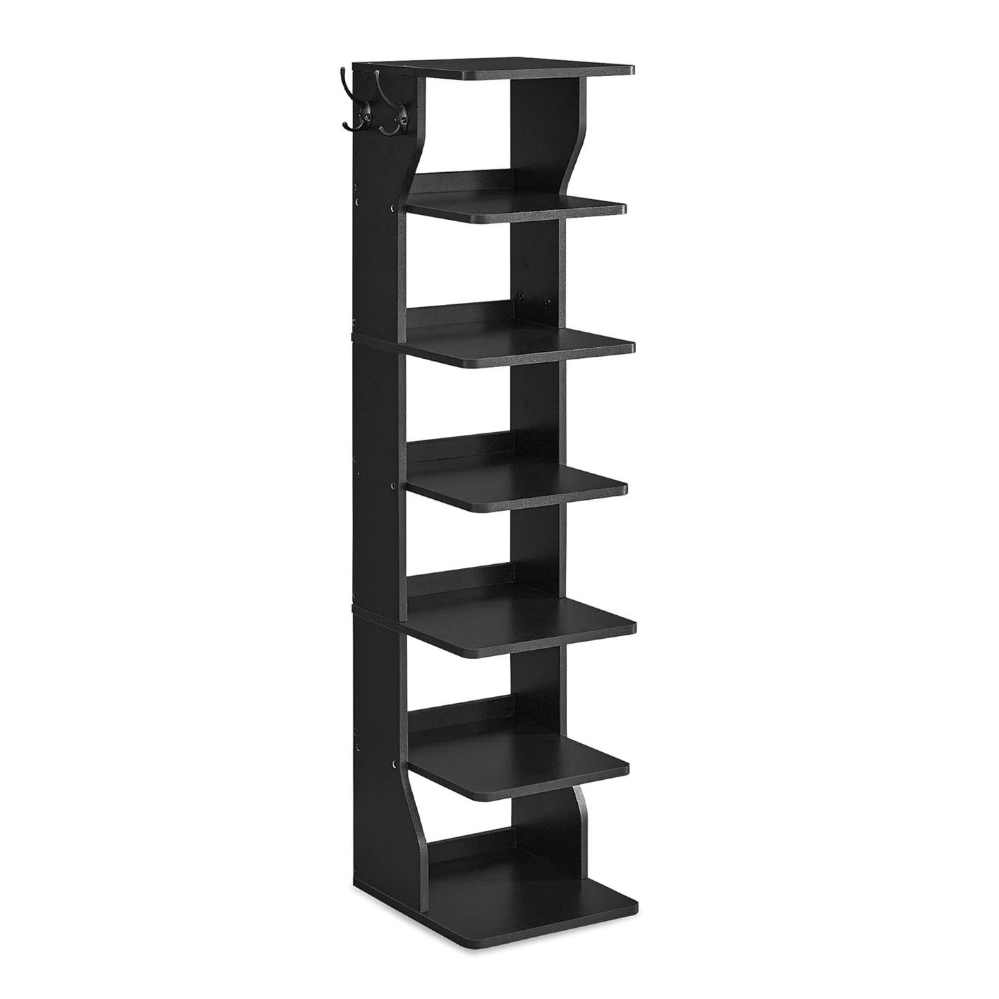 Schuhregal schmal, Standregal mit 7 Ebenen, platzsparend, für Eingangsbereich, Ecke, Schuhablage, schwarz, VASAGLE, 2