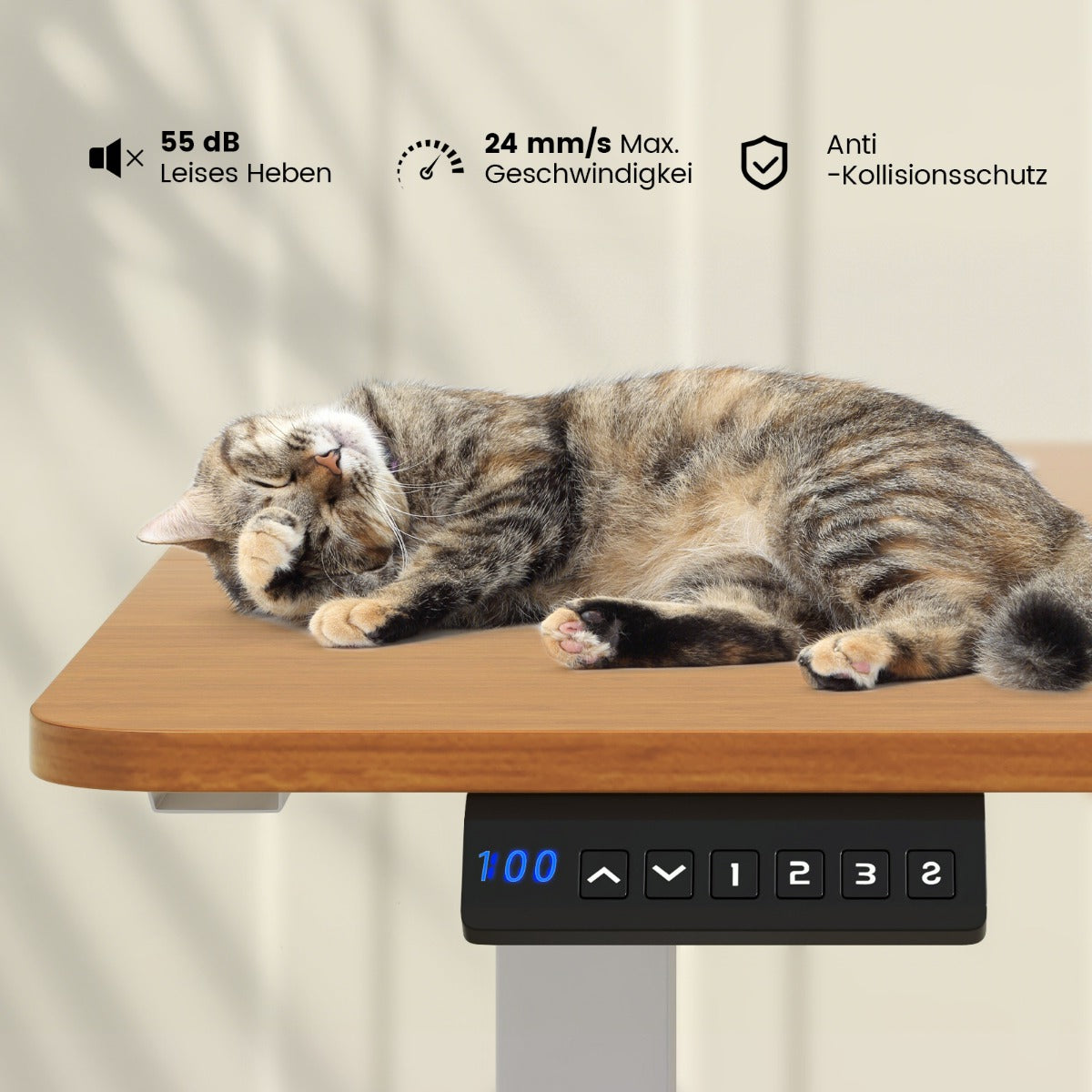 Höhenverstellbarer Schreibtisch, 140x60x(73-122) cm, Höhenverstellbarer Schreibtisch Elektrisch, Costway, 3