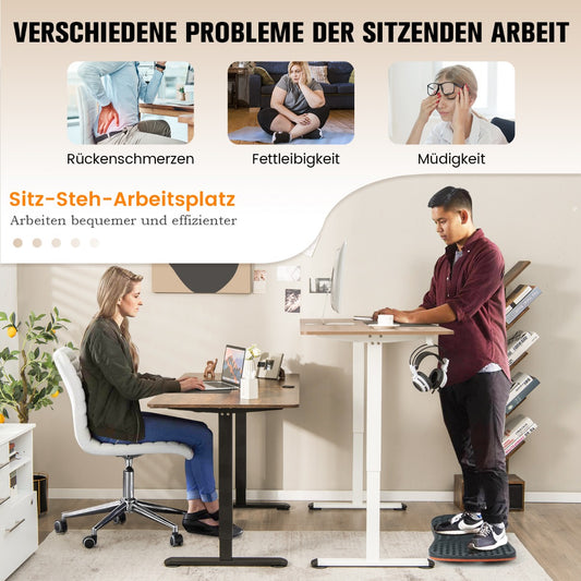 Höhenverstellbarer Schreibtisch, Elektrischer Höhenverstellbarer Schreibtisch, Gewichtskapazität 90 kg, Eiche, Costway, 2