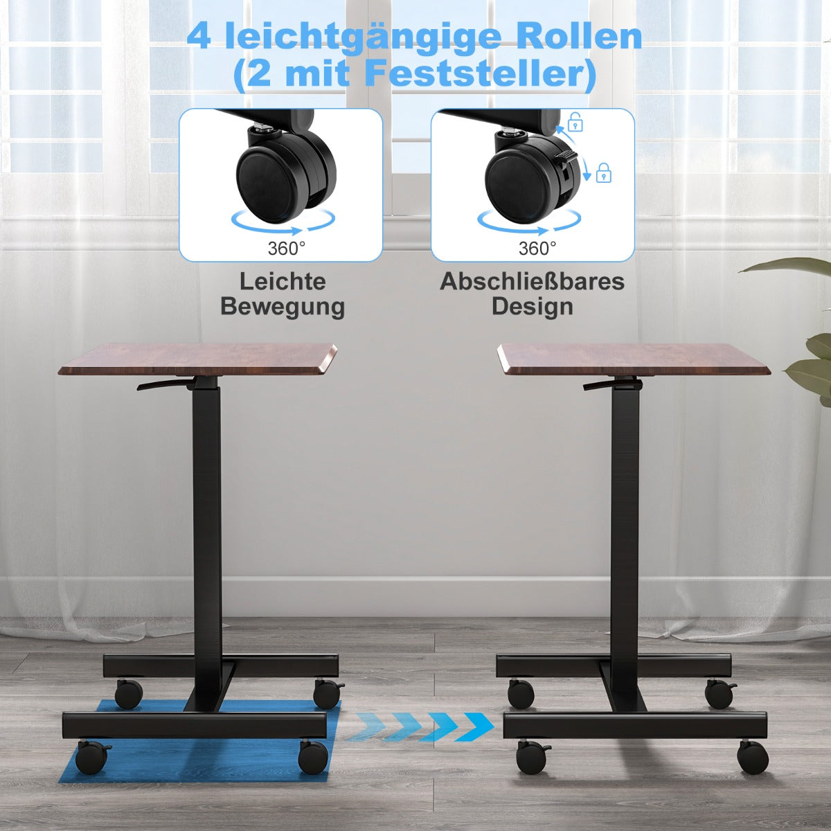 Höhenverstellbarer Schreibtisch, Laptoptisch, Laptoptisch Höhenverstellbar, Laptoptisch Bett, Laptoptisch Sofa, Costway, 6