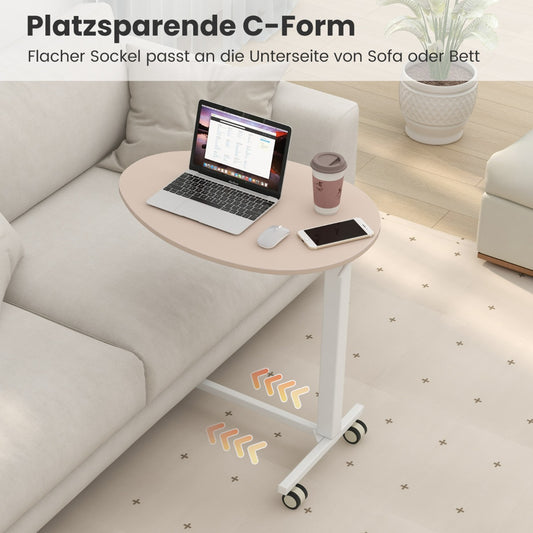 Höhenverstellbarer Schreibtisch, Laptoptisch, Laptoptisch Höhenverstellbar, Laptoptisch Sofa, mit Rollen, Costway, 3