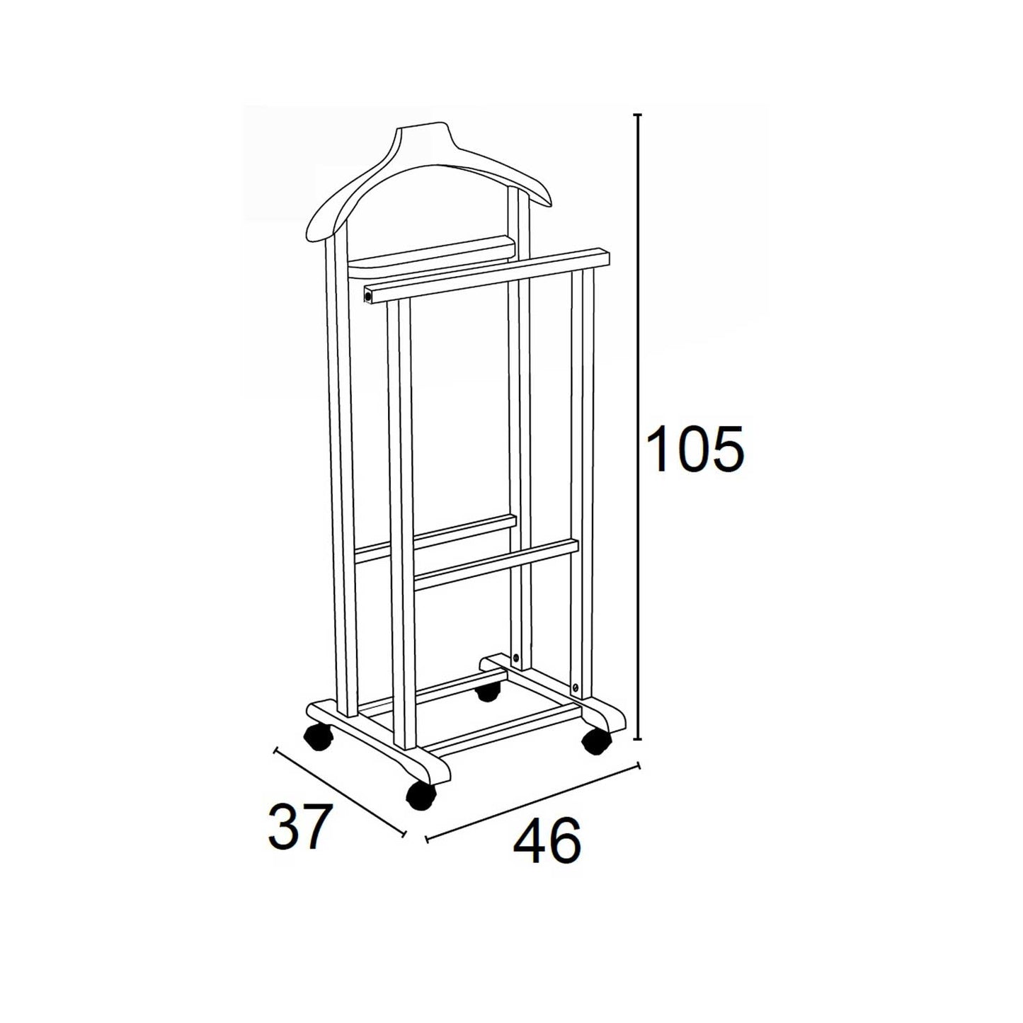 Herrendiener, Kleiderständer Holz, Schlafzimmer Diener MIRANO, 1 Kleiderbügel, Hosenständer und Ablagefläche, ARIT, 5