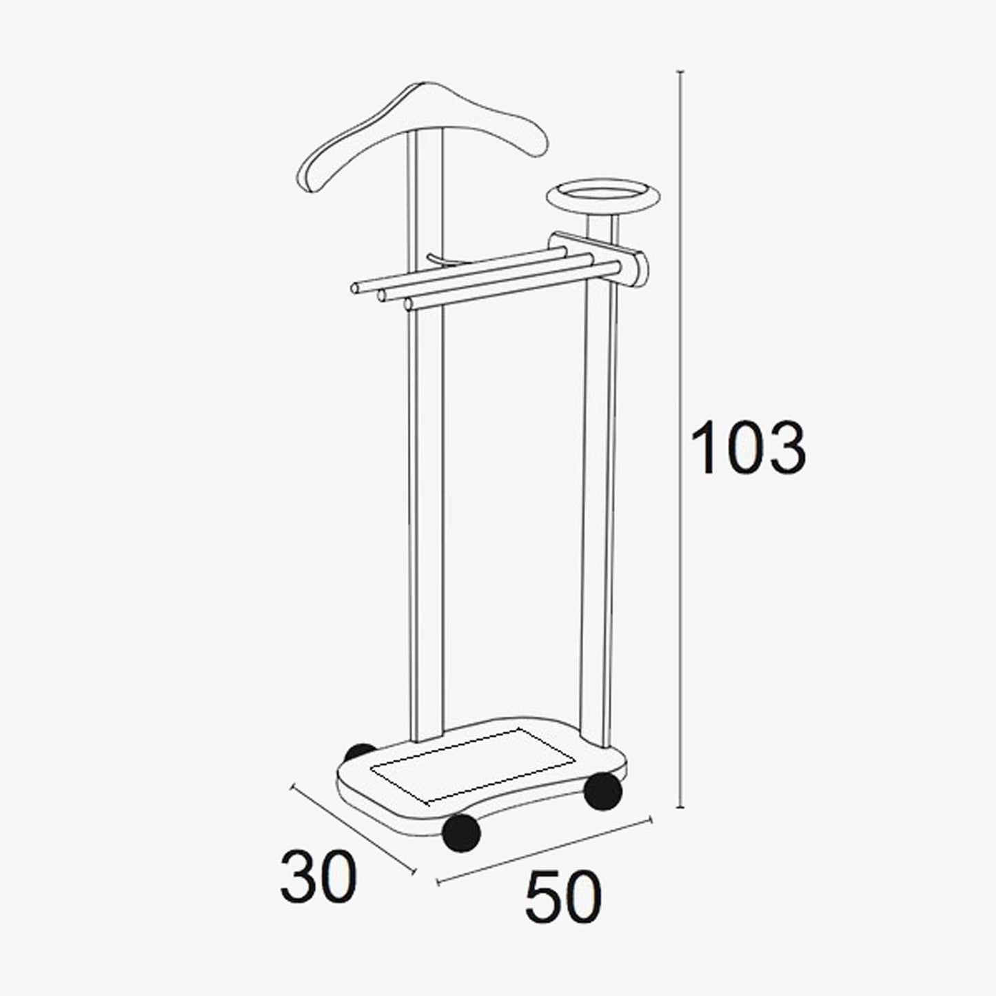 Herrendiener, Stummer Diener Holz, Schlafzimmerdiener ANTIMO, Kleiderbügel, 3 Hosenhalter, Ablagefläche, ARIT, 3