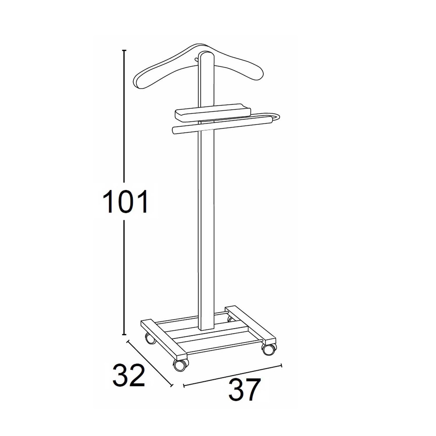 Herrendiener, Stummer Diener Holz, Schlafzimmerdiener JUNIOR, Bestehend aus Kleiderbügel und 1 Hosenständer, ARIT, 3