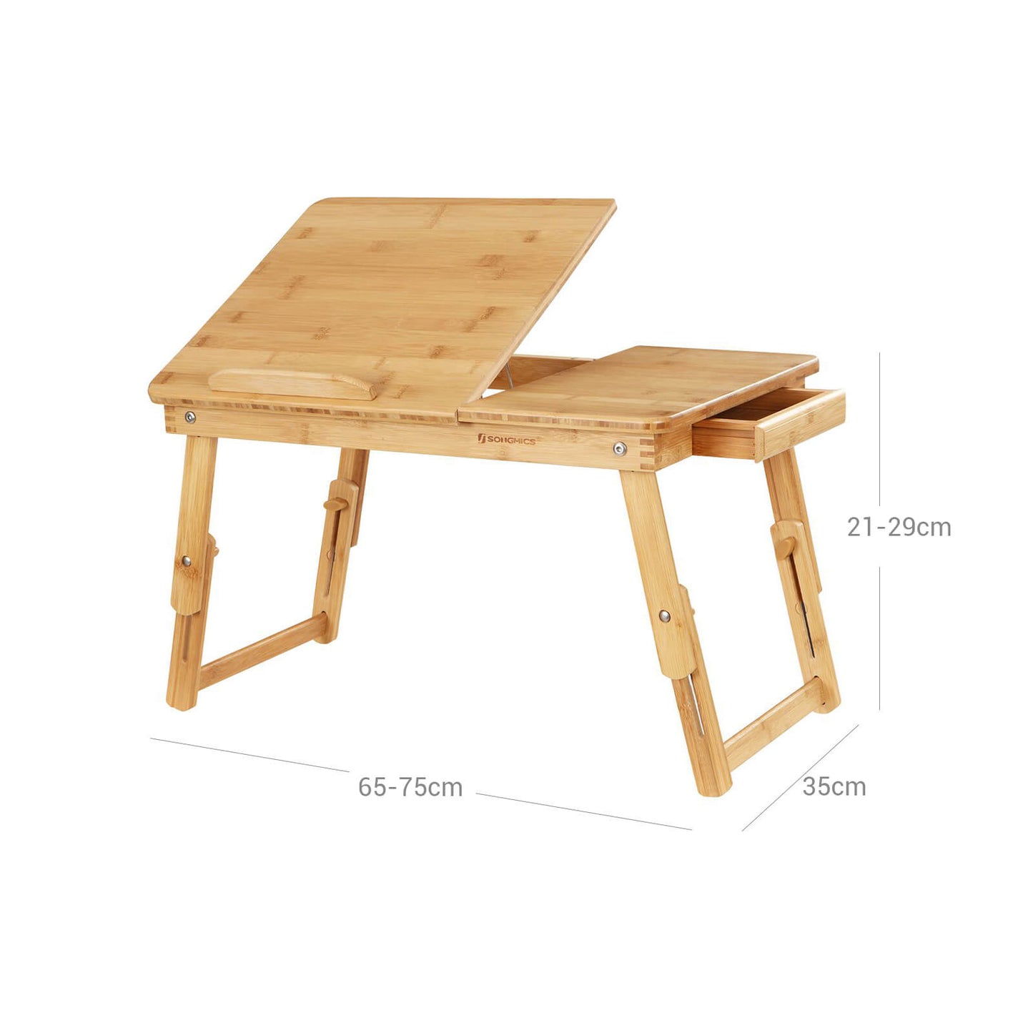 Laptoptisch, Betttisch, aus Bambus, Laptopständer, Sofatisch, Frühstückstablett, klappbar, 5 Neigungswinkel, Natur, Songmics, 8