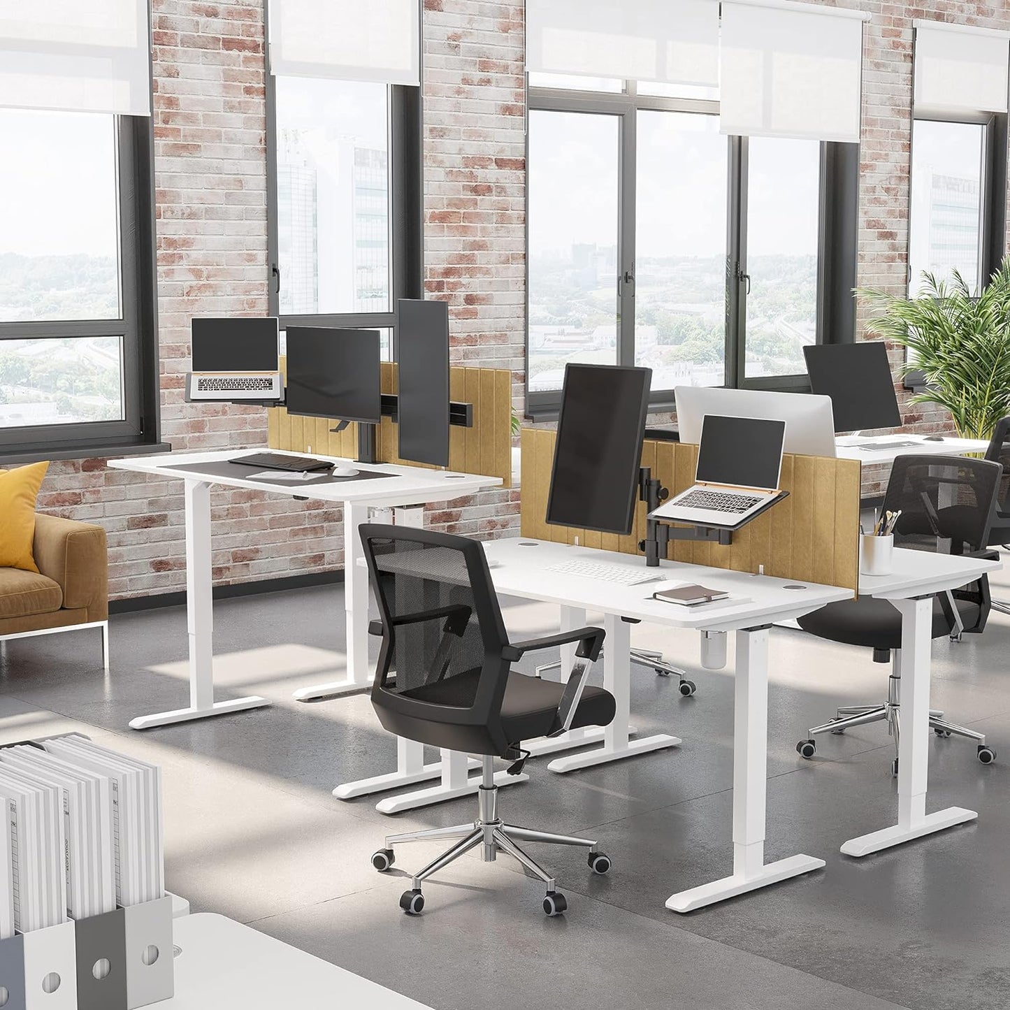 Höhenverstellbarer Schreibtisch elektrisch, Tisch Höhenverstellbar, Laptoptisch Höhenverstellbar, Stahl, weiß, SONGMICS, 4