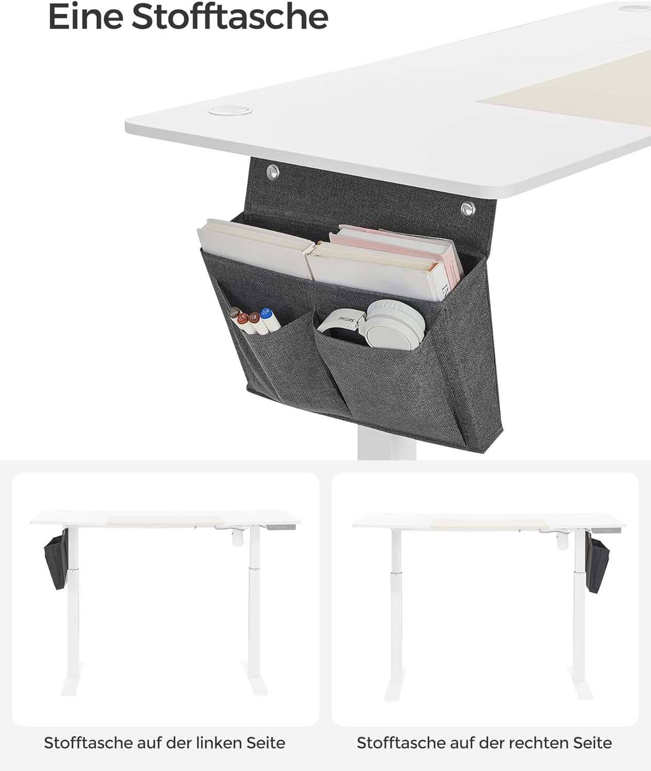 Höhenverstellbarer Schreibtisch elektrisch, stufenlos verstellbar, gespleißte Platte, Memory-Funktion mit 4 Höhen, SONGMICS, 6