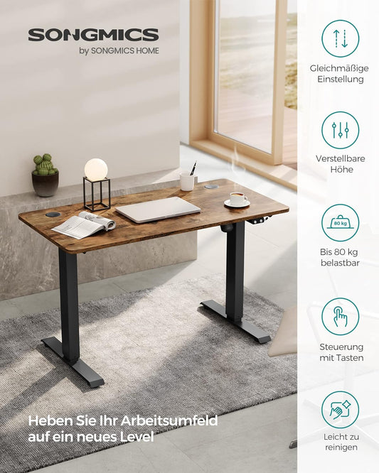 Höhenverstellbarer Schreibtisch elektrisch, 60x120 x (70-118) cm, Tischgestell, Schreibtischständer, mit Tischplatte, SONGMICS, 4