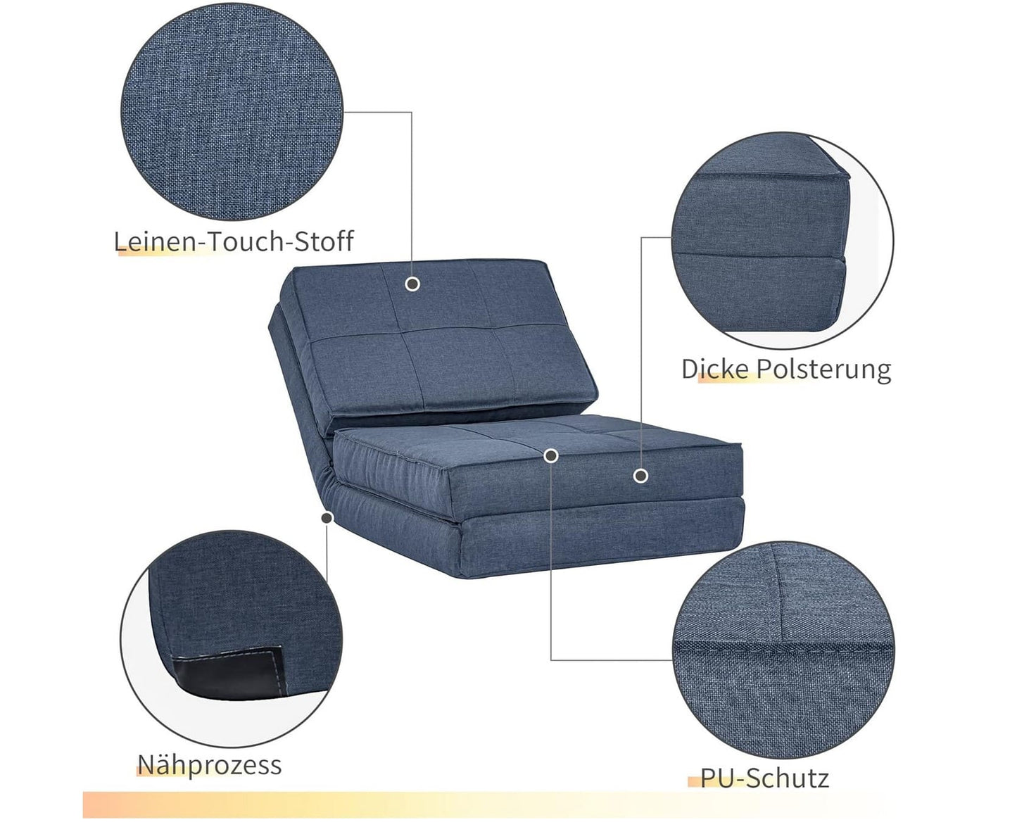 Bodensofa, Bodencouch, Bodensessel, Bodensofa klappbar, Schlafsessel, Bodenstuhl verstellbar, HOMCOM, Bodensofa online kaufen, 3