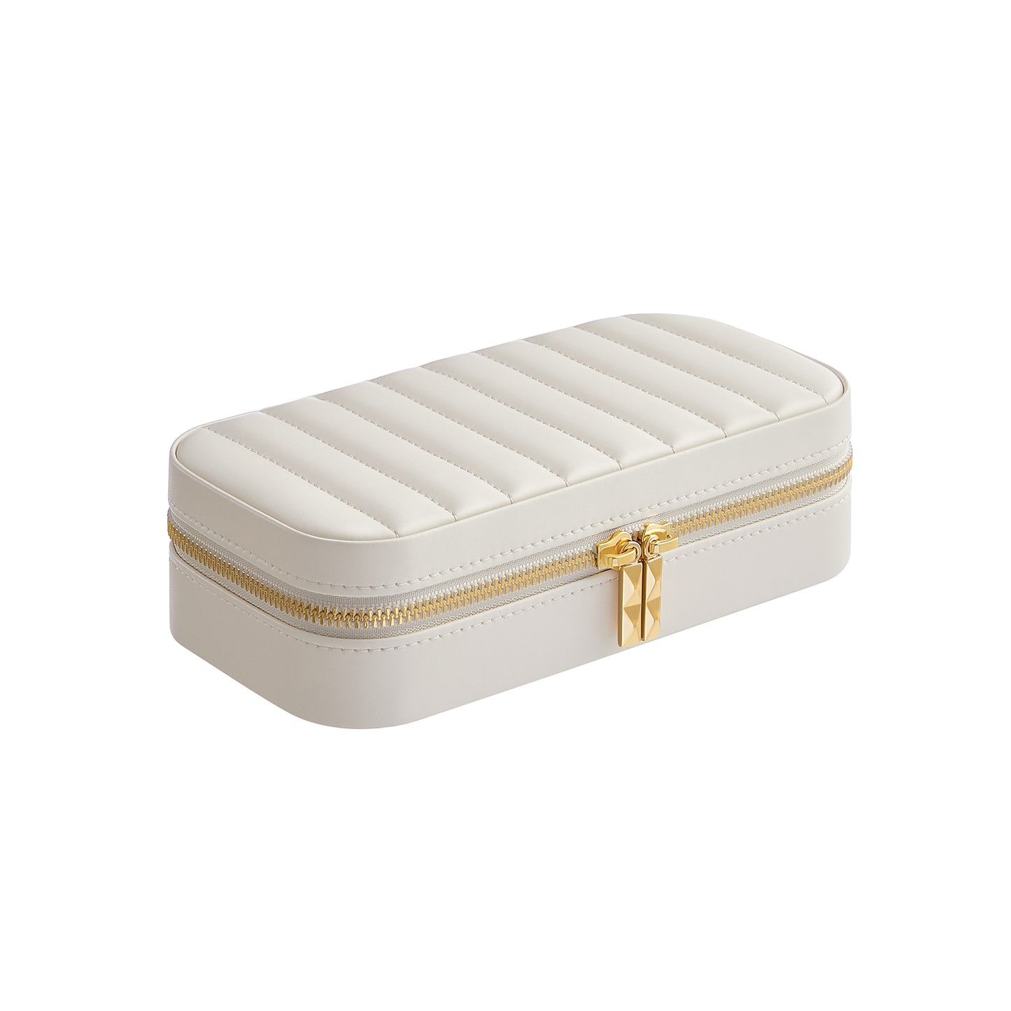 Schmuckkästchen, Schmuck organizer, Schmuckbox, klein, Reise, mit Spiegel, Reißverschluss, weiß, SONGMICS, 1