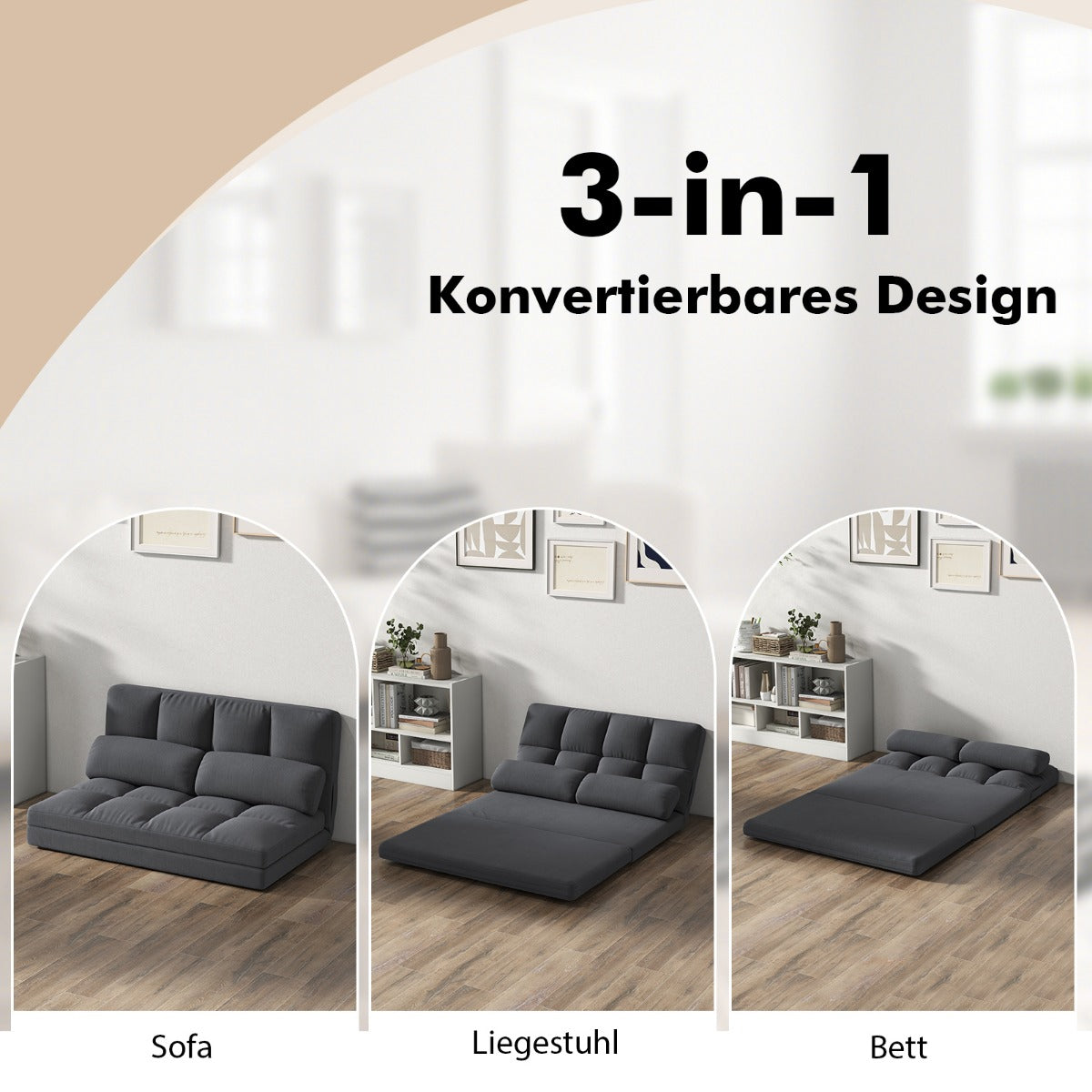 Bodensofa, Bodencouch, Bodensessel, Bodensofa mit schlaffunktion, Bodensofa Klappbar, Costway, 7