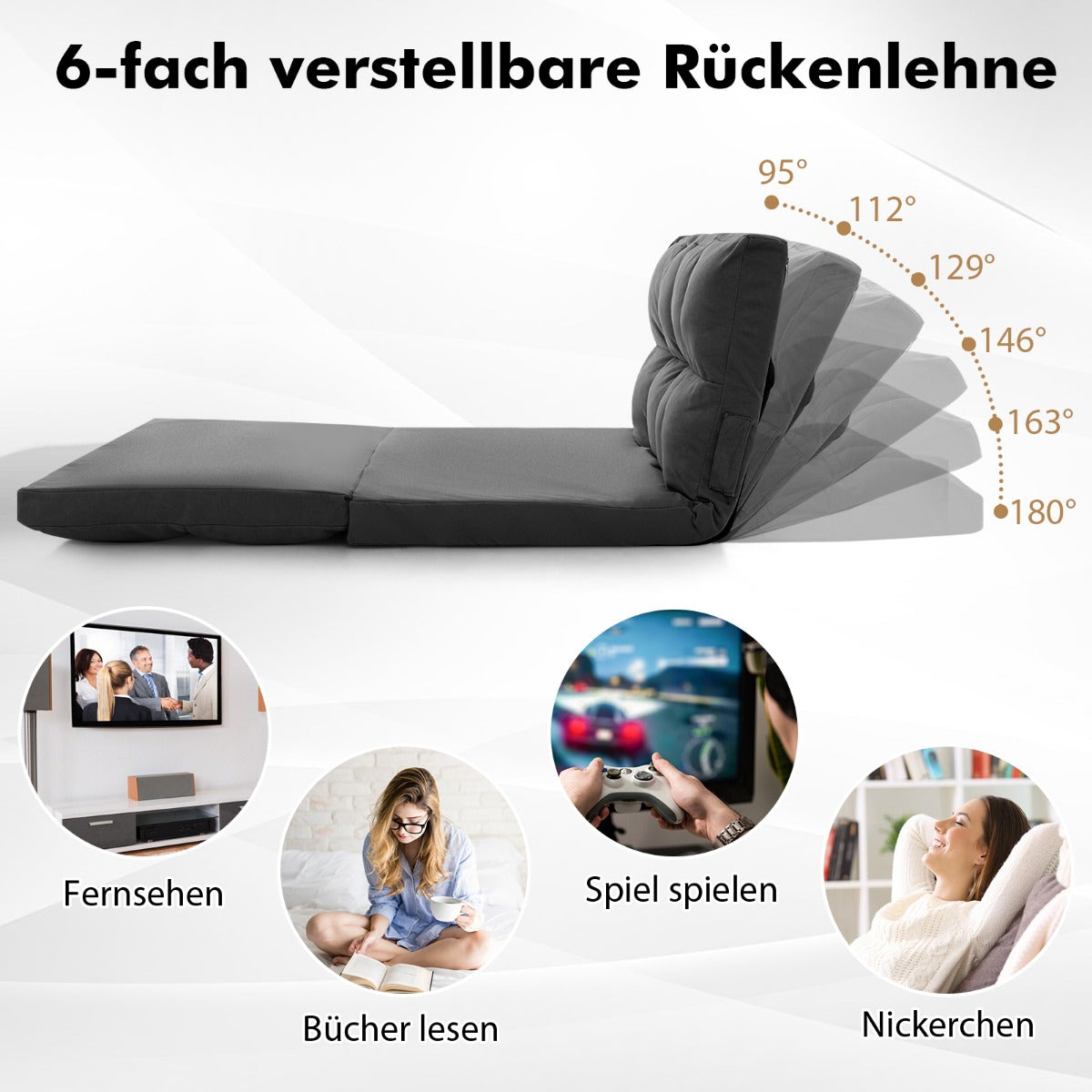 Bodensofa, Bodencouch, Bodensessel, Bodensofa mit schlaffunktion, Bodensofa Klappbar, Costway, 3