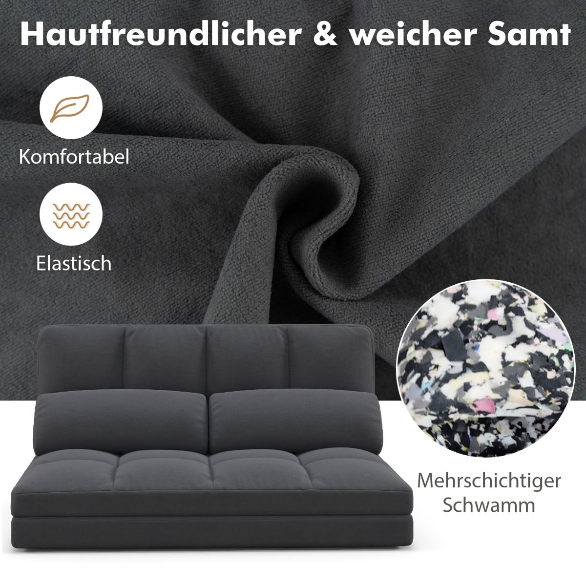 Bodensofa, Bodencouch, Bodensessel, Bodensofa mit schlaffunktion, Bodensofa Klappbar, Costway, 4
