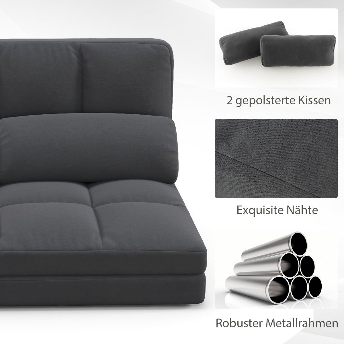 Bodensofa, Bodencouch, Bodensessel, Bodensofa mit schlaffunktion, Bodensofa Klappbar, Costway, 5