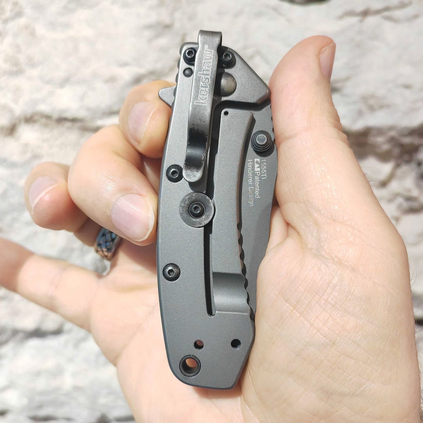 Klappmesser, EDC Messer, Stahl 8Cr13MoV mit Titan Carbo-Nitride Coating, Frame Lock, Hinderer-Design, 3