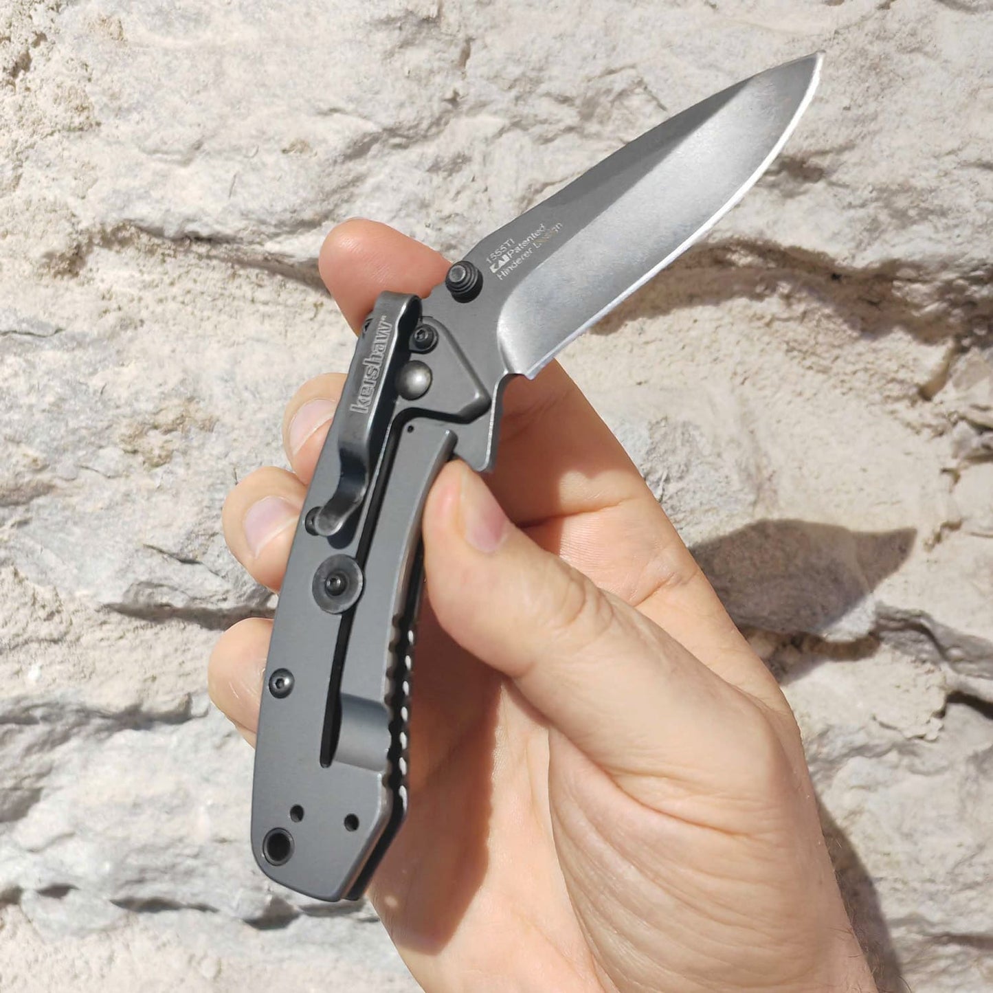 Klappmesser, EDC Messer, Stahl 8Cr13MoV mit Titan Carbo-Nitride Coating, Frame Lock, Hinderer-Design, 5