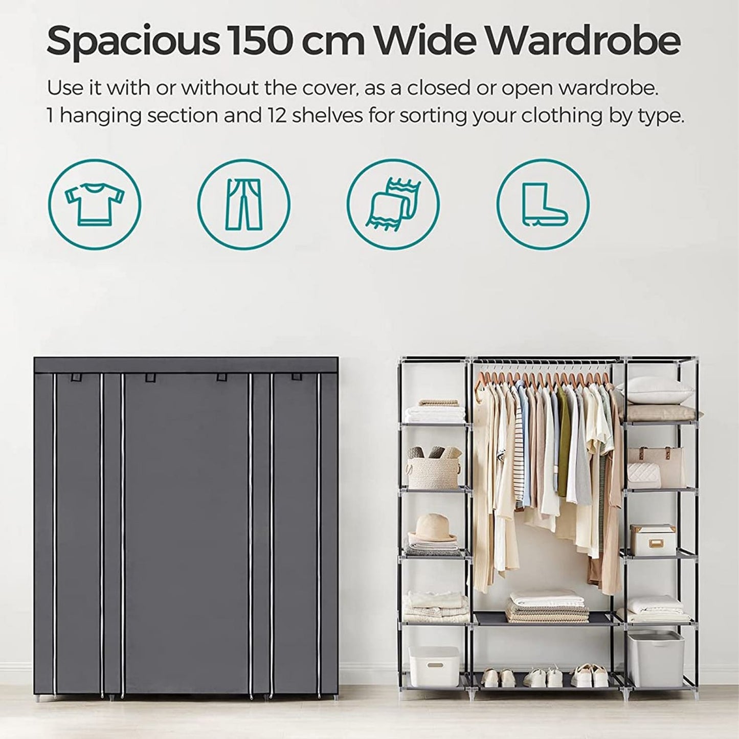 Kleiderschrank,Kleiderschrank günstig, Großer Kleiderschrank, Kleiderschrank schmal, Songmics