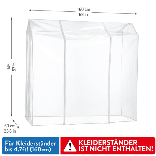 Kleiderständer Abdeckung, Schutzhülle für fahrbaren Kleiderständer, 2 Reissverschlüsse, Staubschutz, Transparent, Tatkraft Defender, 4