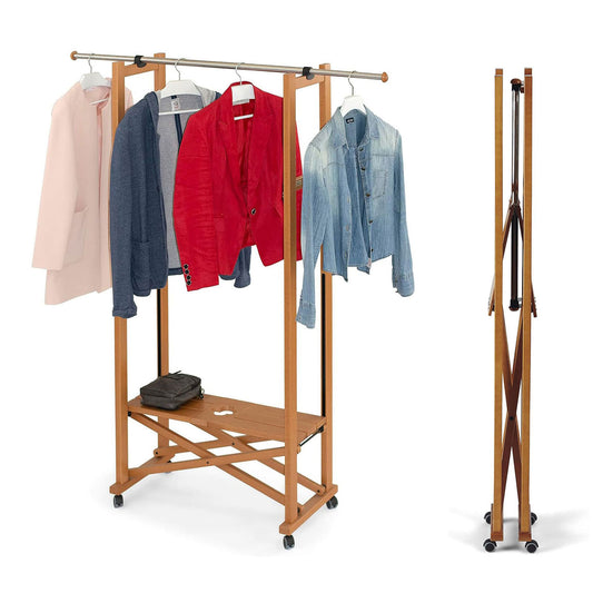 Kleiderständer Holz, Garderobe, Kleiderständer Klappbar, Kleiderstange, ARIT Elios
