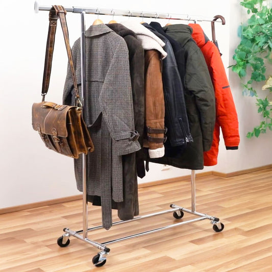 Kleiderständer, Kleiderständer Stabil Schwerlast, bis 90kg, 1 Min Montage, Rollgarderobe, Verstellbar, Tatkraft Danko