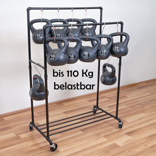 Kleiderständer, Schwerlast Kleiderständer, Kleiderständer Metall, auf Rollen, mit 2 Kleiderstangen, Tatkraft Pantera, 2