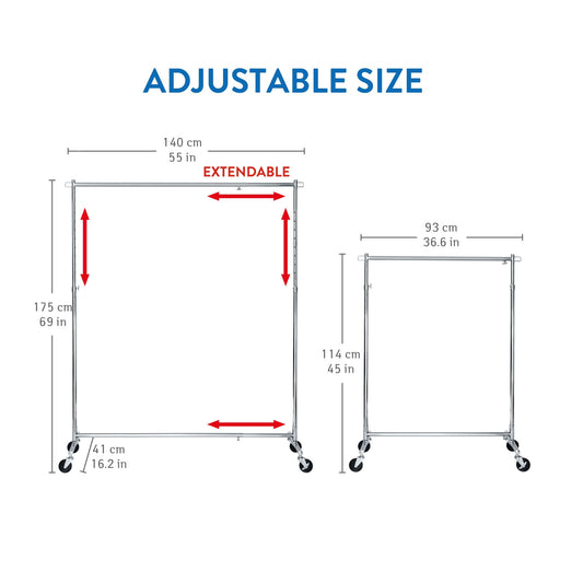 Kleiderständer, Schwerlast Kleiderständer, Kleiderständer auf Rädern,bis 100kg, ausziehbare Kleiderstange, Tatkraft Urban, 5