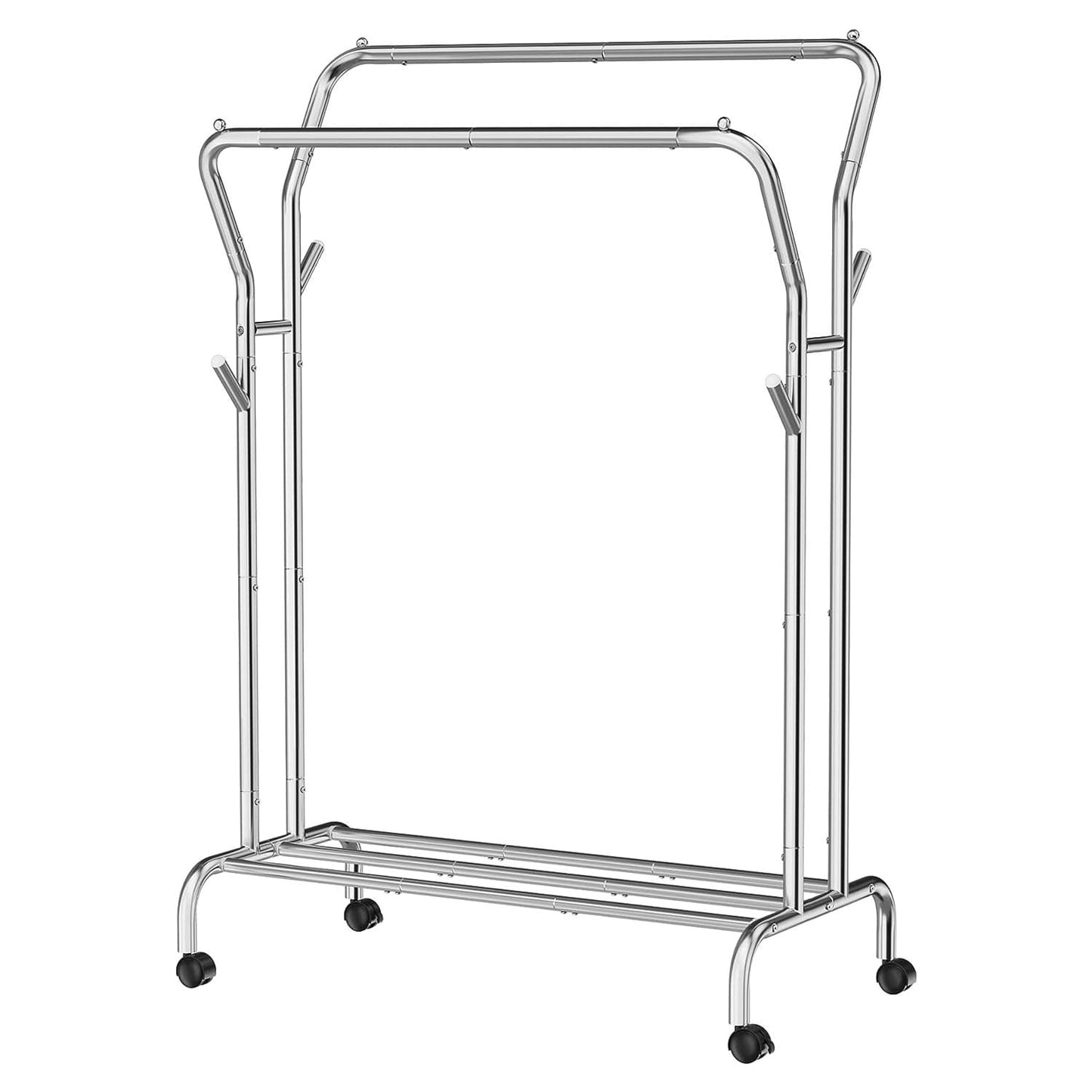 Kleiderständer, Kleiderständer Metall, Jackenständer, Schwerlast Kleiderständer, 2 Kleiderstangen, auf Rollen, SONGMICS, 1