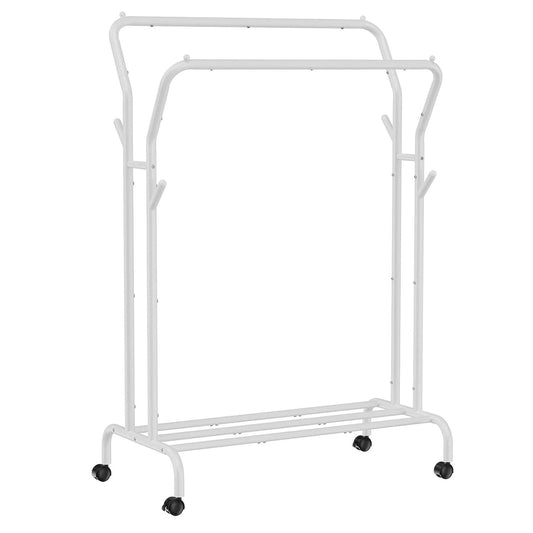Kleiderständer, Kleiderständer Metall, Jackenständer, Schwerlast Kleiderständer, 2 Kleiderstangen,  weiß, SONGMICS, 1