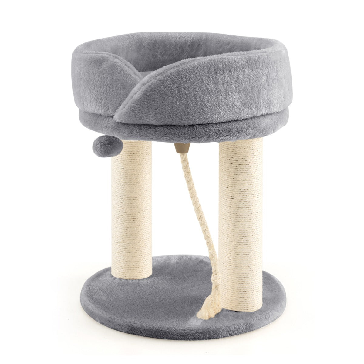 Kratzbaum modern, Kratzbaum stabil, Katzenbaum Katzenkratzbaum mit Weicher Sitzfläche Sisalturm für Katzen, Grau, Costway, 8