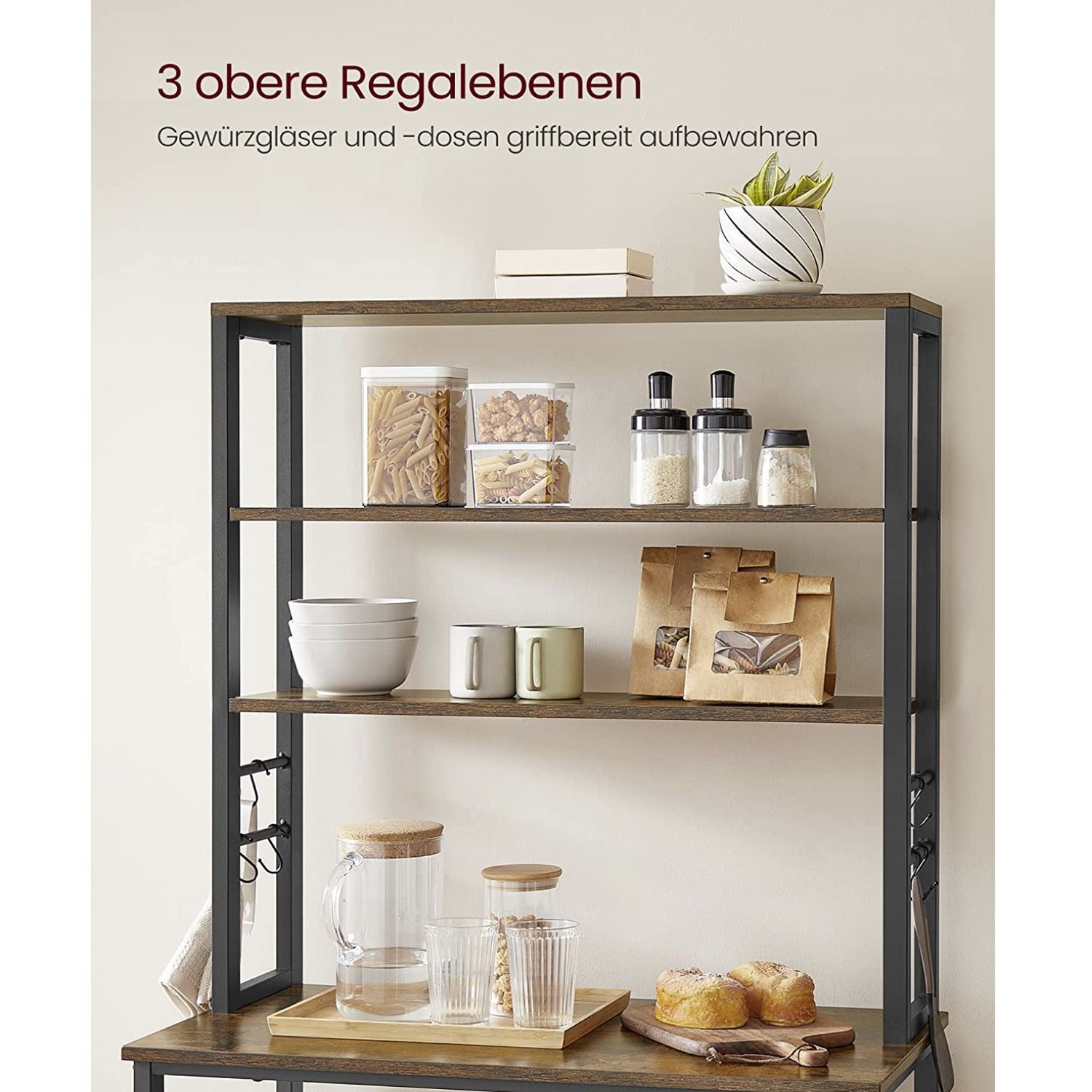 Küchenregal, Küche Regal, Küchenregal Stehend, 6 Ablagen, VASAGLE, 3