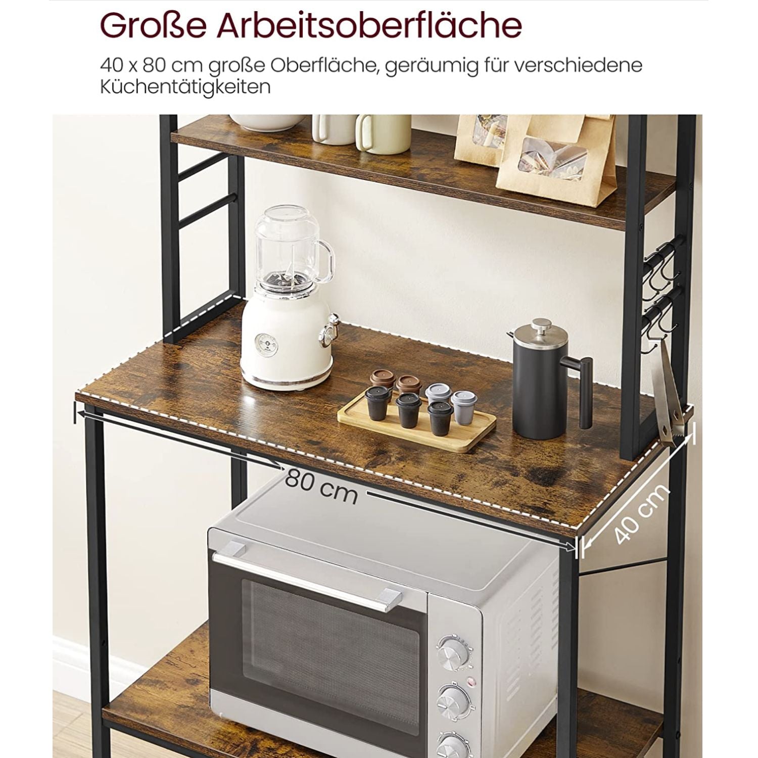 Küchenregal, Küche Regal, Küchenregal Stehend, 6 Ablagen, VASAGLE, 2