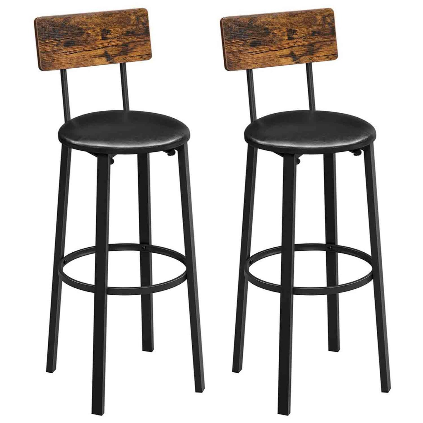Barhocker, 2er Set, Barstühle, 39 x 39 x 100 cm, mit Fußstütze